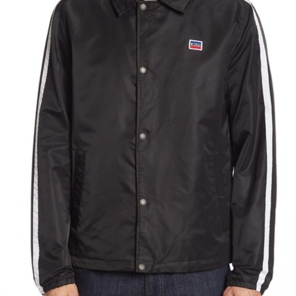Levis Retro Coach Stripe Satin Track Jacket Black - Picture 2 of 5